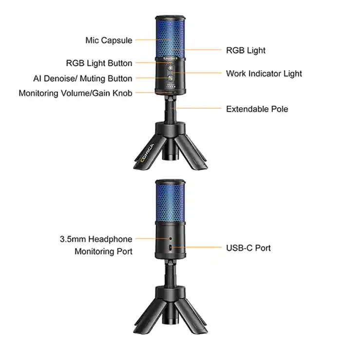 Comica EJoy Uni S RGB Cardioid Condenser USB Microphone